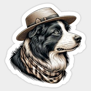 Cute Border Collie Art Sticker